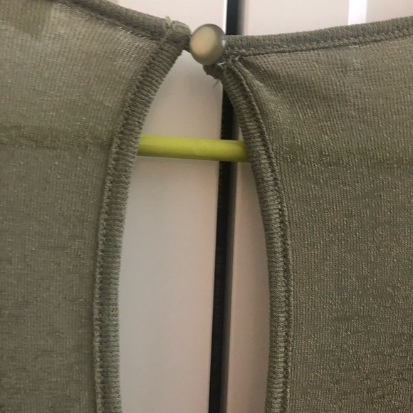 ROW A | Flutter Sleeve Mini Godet Dress Light Olive Green Size S - Picture 4 of 6